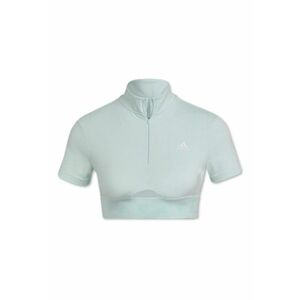 Tricou sport femei - Crop Zip - verde - poliester reciclat - imagine