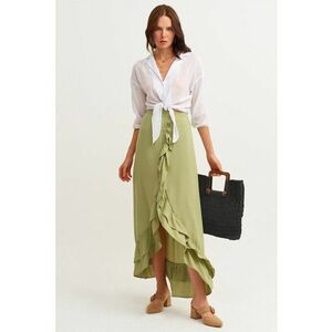 Fusta lunga cu volane si slit frontal imagine