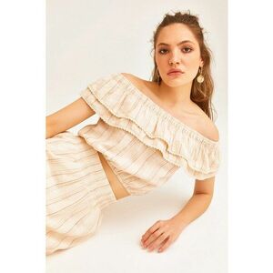 Bluza crop cu decolteu pe un umar imagine