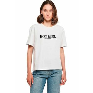 Tricou cu decolteu la baza gatului si imprimeu text imagine