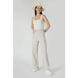 Pantaloni cu talie inalta - din amestec de bumbac imagine