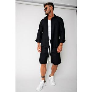 Set Lino camasa si pantalon scurt Black New 16950 imagine