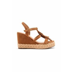 Sandale wedge de piele cu franjuri imagine