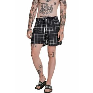 Pantaloni scurti de baie cu snur in talie si model in carouri imagine