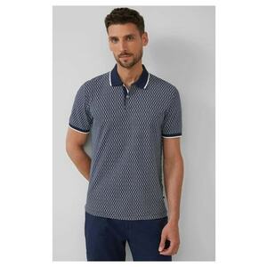 Tricou polo barbati cu imprimeu cu frunze de palmier - Regular Fit - Bleumarin inchis imagine