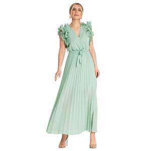 Rochie maxi plisata - verde menta - viscoza/elastan/poliester - imagine