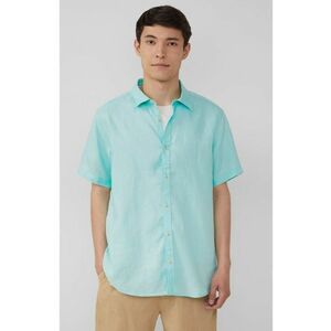 Camasa barbati cu maneca scurta - din in cu croiala Regular fit -Albastru deschis imagine