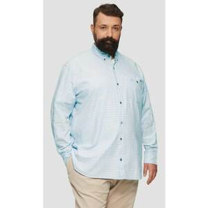 Camasa barbati big sizes - cu maneca lunga si imprimeu in carouri - Regular fit - Albastru deschis imagine