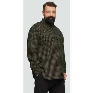 Camasa barbati big sizes - cu maneca lunga si imprimeu in carouri - Regular fit - Maro inchis imagine