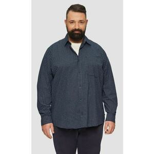 Camasa barbati big sizes din amestec de bumbac cu elastan - imprimeu in carouri - croiala Regular fit - Bleumarin imagine