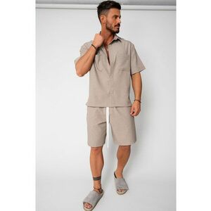 Set camasa cu capse si pantalon scurt Taupe 16207 imagine