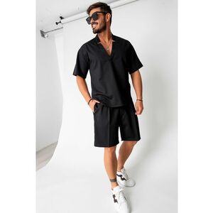 Set Como bluza V-cut si pantaloni scurti Black 16735 imagine