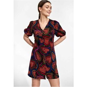 Rochie mini viscoza - negru - rosu imagine