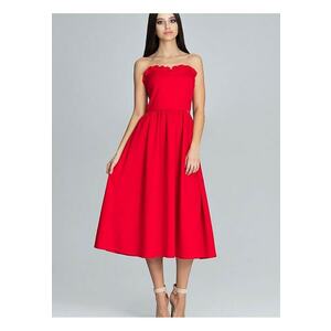 Rochie de seara rosie - cu corset si volane - din poliester si viscoza imagine