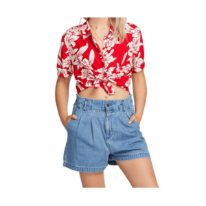 Camasa dama - Bumbac - Bej/Rosu imagine