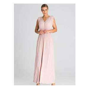 Rochie maxi roz - bretele groase - volan - elastan 5% - poliester 95% imagine