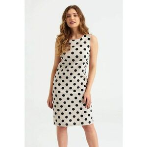 Rochie midi din amestec de in cu buline imagine