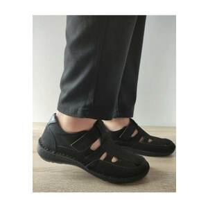 Pantofi Casual Perforati Barbati 9543 01-2 Negri Nubuck - Negru - imagine