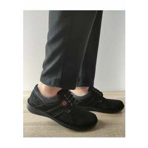 Pantofi Casual Perforati Barbati 9560 L2-2 Negri Velur - Negru - imagine