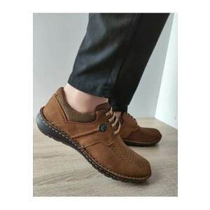 Pantofi Casual Perforati Barbati 9560 04-2 Maro Tabacco Nabuk - Maro - imagine
