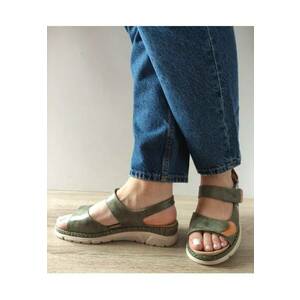 Sandale Casual Dama 12501Vt Mostar 40-N Kaki Cu Camel - Verde - imagine