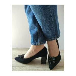 Pantofi Eleganti Dama 60063C 01-I Negri Velur - Negru - imagine