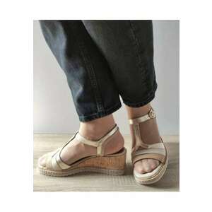 Sandale Casual Dama 28358-44 Bej Cu Auriu - Bej - imagine