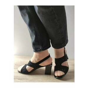 Sandale Elegante Dama 60051A 01-I Negre Velur - Negru - imagine