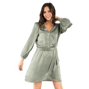 Rochie de dama verde - scurta - maneci lungi - poliester - imagine