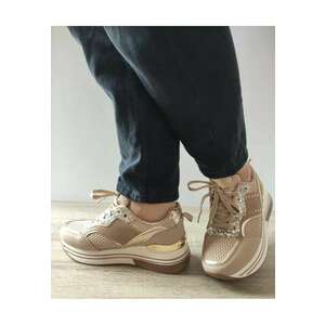 Pantofi Casual Dama Wsc250125-8 Bej Cu Auriu - Bej - imagine