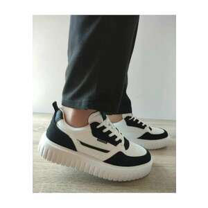 Pantofi Casual Barbati Y237 Albi + Negru Velur - Alb - imagine