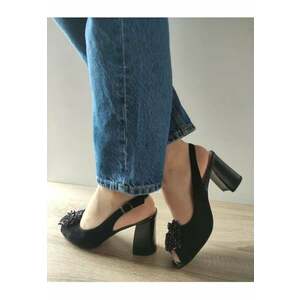 Sandale Elegante Dama 360023A 01-I Negre Velur - Negru - imagine
