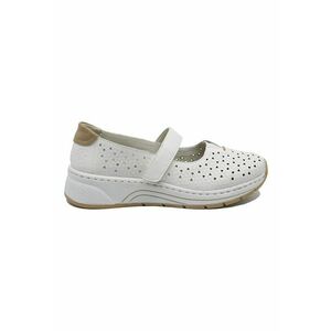 Pantofi dama confortabili albi cu perforatii si bareta RIKN6553-80 imagine