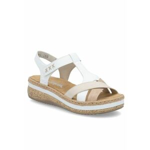 Sandale de damă Rieker cu velcro albe cu platformă combinată V0919-80 imagine