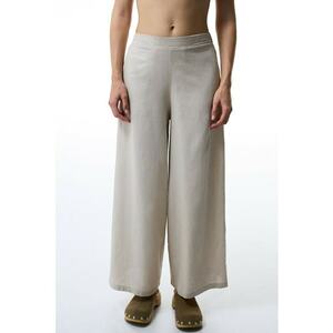 Pantaloni din amestec de in cu talie medie imagine