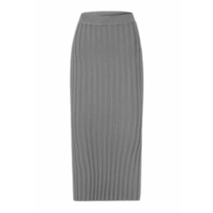 Fusta midi Delicatelove - gri - 100% casmir - pentru femei - set elegant - imagine