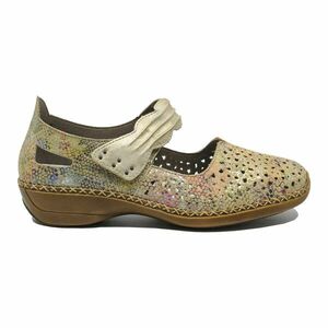 Pantofi perforati cu bareta multicolori din piele naturala RIK41399-92 imagine