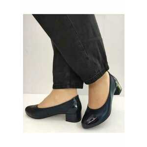 Pantofi Eleganti Dama 22500-42 Albastri Sidefat Cu Lac - Albastru - imagine