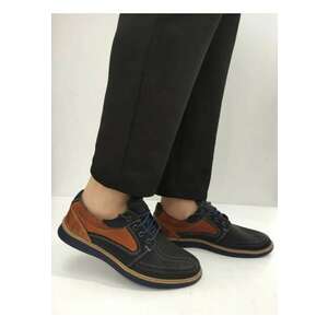 Pantofi Perforati Barbati 1523 Bleumarin Cu Maro - Albastru imagine