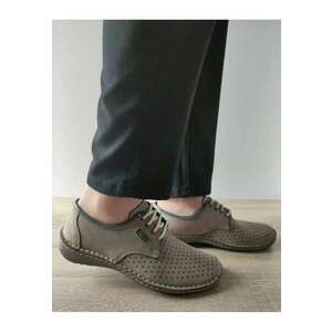 Pantofi Casual Perforati Barbati 9558 14-2 Bej Grey Lotus Nubuck - Bej imagine