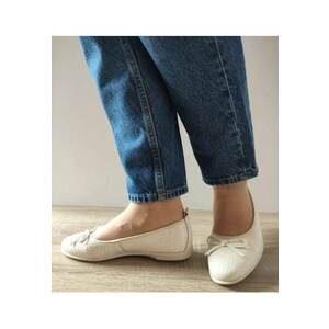 Pantofi Casual Perforati Dama 60005B 52-O Crem Croco - Crem - imagine