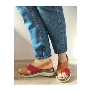 Sandale Casual Dama 12505Vt Mostar 55-N Caramizii Cu Rosu - Rosu - imagine