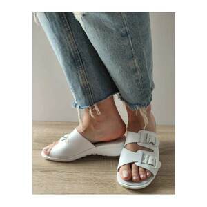 Saboti Medicali Dama 2 Fibbie Albi - Alb - imagine