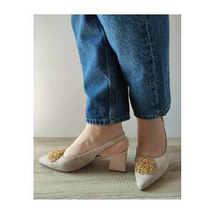 Sandale Elegante Dama 360013A 03-I Bej Velur - Bej - imagine