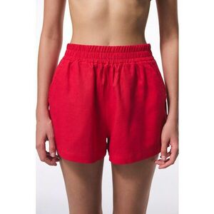 Pantaloni scurti cu talie inalta - din amestec de in imagine