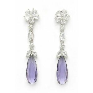 Cercei cu model floral si cristale imagine