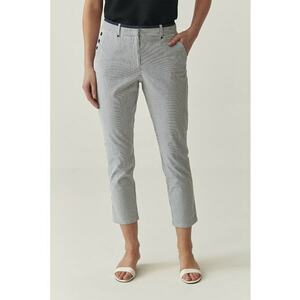 Pantaloni chino crop cu model in dungi imagine