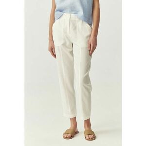 Pantaloni crop din amestec de lyocell imagine