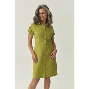 Rochie din amestec de in si lyocell cu detaliu floral brodat imagine