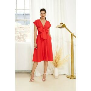 Rochie din amestec de in cu aplicatie cu funda Aldabra imagine